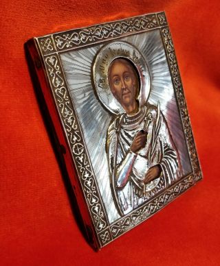 RUSSIAN IMPERIAL 84”SILVER ICON St.  John the Warrior 2