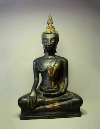 Antique Bronze Meditating Uthong Buddha,  17/18th C.  Rare Late Style " C "