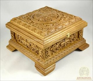 Orthodox Carved Wooden Reliquary Box.  Religious Reliquary For Church.  Oak 12.  60 "