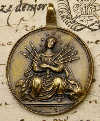 Carmelite Nun Antique 18th C.  Passion Of Christ Our Lady Of Sorrows Bronze Medal