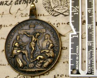 Carmelite Nun Antique 18th c.  Passion of Christ Our Lady of Sorrows Bronze Medal 3