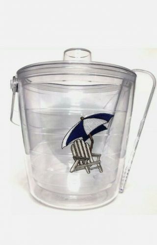 Tervis Ice Bucket With Lid,  Tongs & Handle Adirondack Chair & Umbrella Emblem