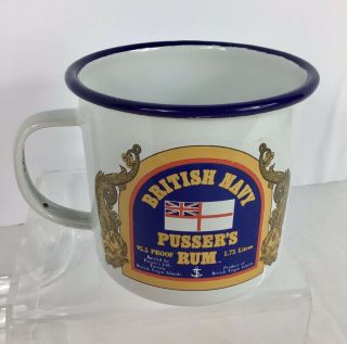 British Navy Pusser’s Rum Enamel Tin Metal Cup Mug " Toasts & Terminology "