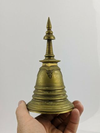 Sri Lankan Antique Buddhist Stupa Bell In Brass / Bronze C18th/19th Tibetan Fine