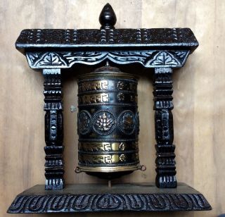 Desk Tibetan Prayer Wheel 12 " - Om Mani Padme Hum Auspicious Handmade Nepal