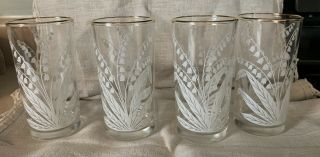 Vintage White Floral And Gold Drinking Glasses Set Of Four 3
