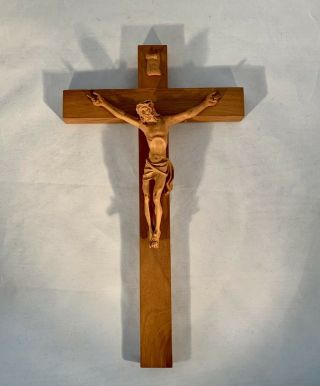 Anri Crucifix - Hand Carved - Italy - Vintage - 14” X 8” - Jesus Christ On The Cross