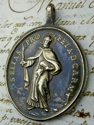 Antique St.  Elijah Spiritual Father Carmelite Order Teresa Of Avila Bronze Medal