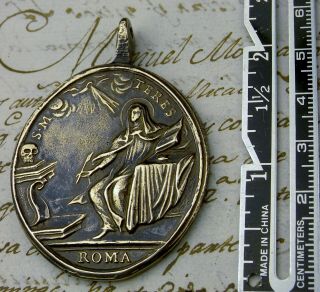 Antique St.  Elijah Spiritual Father Carmelite Order Teresa of Avila Bronze Medal 3