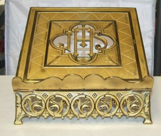 Antique Vintage Large Solid Brass Bible Stand Stunning