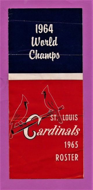 1965 St.  Louis Cardinal Roster.  1964 World Champs.  See Scans