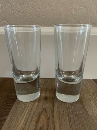 Set Of 2 Heavy Clear Shooter Shot Glasses 6 Oz Each 5 1/4 " Tall