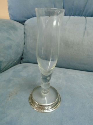 Sterling Silver 925 R40 Base On Stemmed Clear Crystal 6 1/2 " Wine Glass