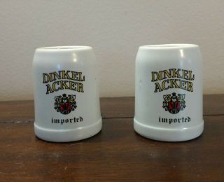 Dinkel Acker Imported Beer Miniature Mug Stein Shot Glass Set 2 Ceramarte Brazil