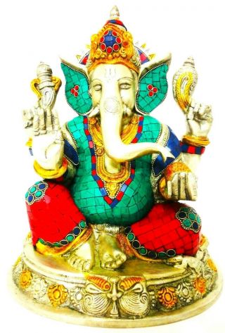 Tibetan Hindu Ganesh Ganesha Brass Statue Hindu Elephant God Buddhism