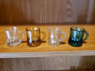 Vintage Set Of 4 Glass Mini Mugs Shot Glass Toothpick Holder 2 "