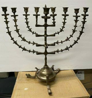Antique Large 19” Solid Brass Temple/synagogue Menorah Removable Branches