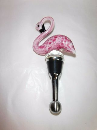 Hand Blown Art Glass - Pink Flamingo Wine / Bottle Stopper Color