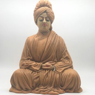 Handmade Terracotta Clay Swami Vivekananda Narendranath Statue Idol Figure 13.  5 "