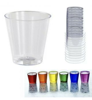 20 Clear Disposable Shot Glasses Hard Plastic 1 Oz Vodka Jelly Wedding Party Bar