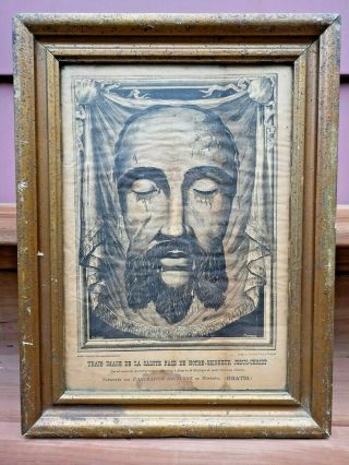Antique Veronica Veil - True Face Of Jesus Christ - 1800 