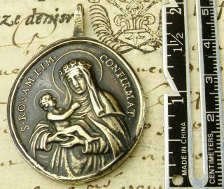 ANTIQUE 18TH CENTURY ROSA MISTICA O.  L.  OF GUADALUPE & ROSE OF LIMA BRONZE MEDAL 3