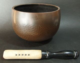 Or2003 Japanese Buddhist Bronze Singing Bowl 9.  5 Inch / 24.  1 Cm Width By Zuion