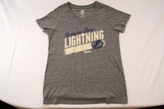 Womens Tampa Bay Lightning Hockey Logo Grey Shirt Size Xl V - Neck
