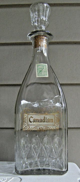 Vintage Gooderham & Worts,  Canadian,  Whiskey Back Bar Bottle Decanter 1950 