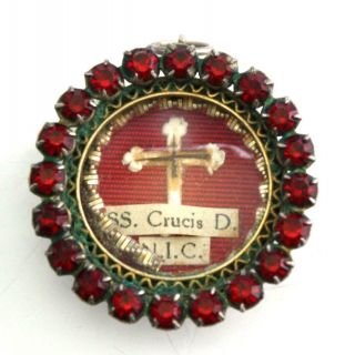 Vintage 800 Silver True Cross Of Jesus Christ Catholic Theca Relic W/ Wax Seal