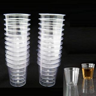 60 Shot Glasses Clear Hard Plastic 1 Oz Mini Wine Glass Party Cups Catering Bar