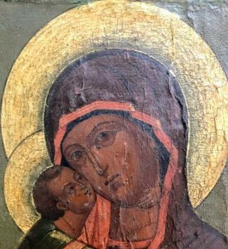 ANTIQUE HAND PAINTED RUSSIAN ICON OF VLADIMIRSKAYA MOTHER OF GOD. 2