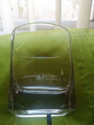 Vintage Johnnie Walker Keep Walking Square Base Lowball Glass 8 Oz.