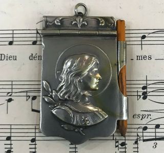 Rare Antique French Art Nouveau Joan Of Arc Dance Card C1910