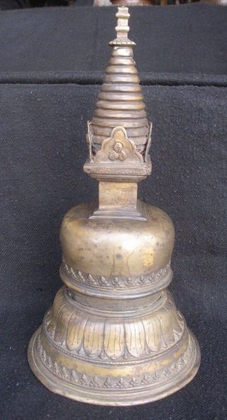 Antique Master Quality Handmade Bronze Tibet Newari Stupa Chorten,  Nepal