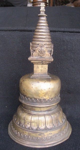Antique Master Quality Handmade Bronze Tibet Newari Stupa Chorten,  Nepal 2