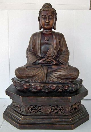 Huge Chinese Bronze Buddhist Figure Of Amitabha Buddha Height 69 Cm