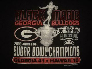 2008 Allstate Sugar Bowl Champions Georgia Bulldogs Black Magic T - Shirt Size L