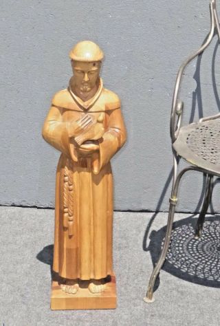 30 " Tall Wooden Hand Carved Santo Religious Saint Statue St.  Francis Of Assisi
