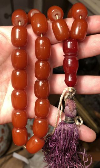 Antique 1920’s Faturan Amber Bakelite Islamic Prayer Beads 93 Grams