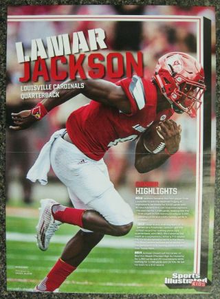 Lamar Jackson 2017 Si Kids Rookie Football Poster Louisville Ravens Nfl Rare