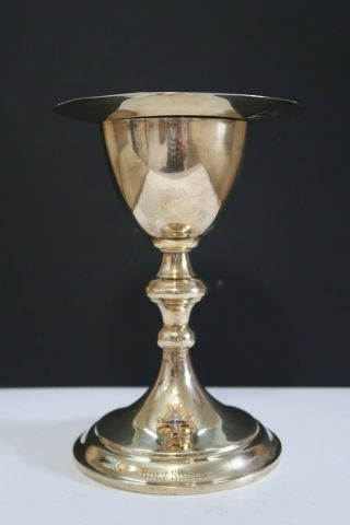 Early 2oth Cent Gold Plated All Sterling Silver Decorated Chalice And Paten