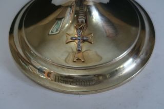 EARLY 2OTH CENT GOLD PLATED ALL STERLING SILVER DECORATED CHALICE AND PATEN 2