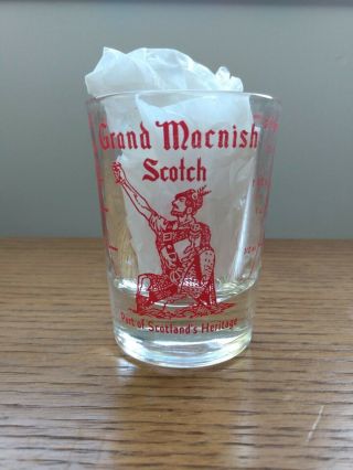 Grand Macnish Scotch Jigger Shot Glass Vtg Mid Century Modern Bar Cart Barware