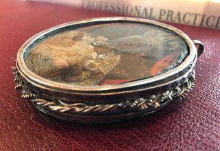 Spanish Silver 18th c.  Reliquary Locket Miniature Painting on Copper 3