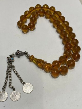 Faturan Sandlos Misky Bakelite Amber Masbaha Rosary Islamic 33 Prayer Bead