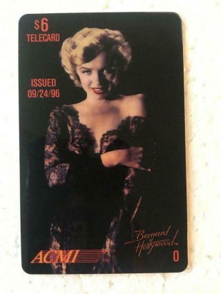 Marilyn Monroe Black Dress 3 X 2 Inch Acmi Collectible Plastic Phone Card