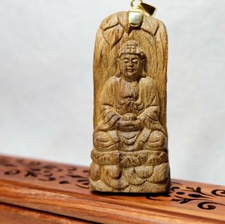Vietnamese Agarwood Buddha Pendant With 18k Gold Hanger