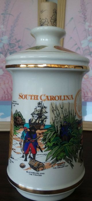 Vintage 1970 Old Fitzgerald South Carolina Tricentennial Porcelain Decanter