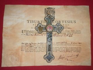 D.  N.  J.  C.  Relic Of True Cross Reliquary With Document C.  O.  A.  1792